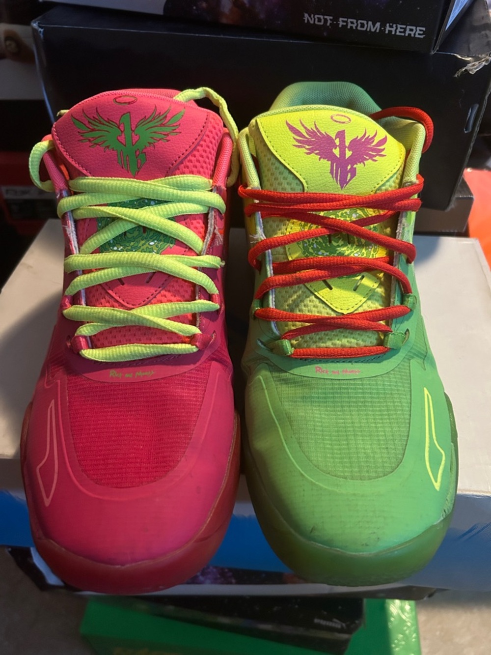 Puma Kids Two-Tone Pink & Green Athletic Sneakers